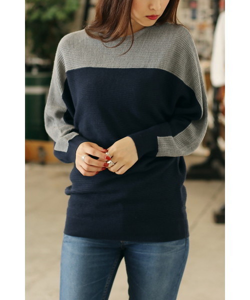 AZUL by moussy（アズールバイマウジー）の「ウォッシャブルソフトタッチ片畦ドルマンニットPO（ニット/セーター・レディース・ホワイト系その他/レディッシュグレー/ベージュ系その他/トップグレー/オフホワイト/ブラック/ボルドー/ネイビー/カーキ・SMALL/LARGE/MEDIUM）」の6枚目の写真