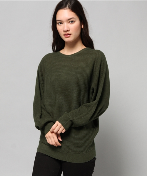 AZUL by moussy（アズールバイマウジー）の「ウォッシャブルソフトタッチ片畦ドルマンニットPO（ニット/セーター・レディース・ホワイト系その他/レディッシュグレー/ベージュ系その他/トップグレー/オフホワイト/ブラック/ボルドー/ネイビー/カーキ・SMALL/LARGE/MEDIUM）」の8枚目の写真