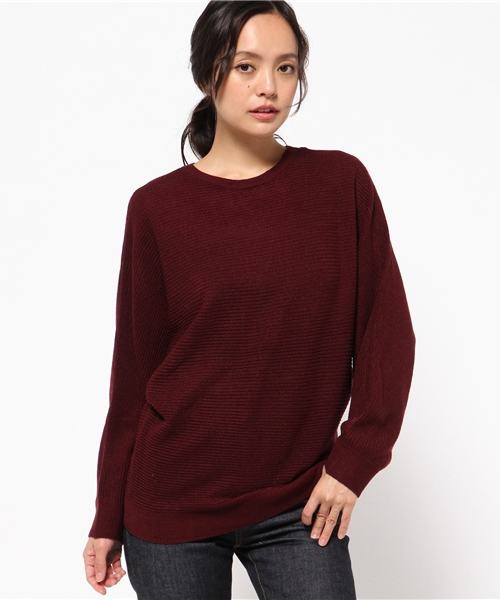 AZUL by moussy（アズールバイマウジー）の「ウォッシャブルソフトタッチ片畦ドルマンニットPO（ニット/セーター・レディース・ホワイト系その他/レディッシュグレー/ベージュ系その他/トップグレー/オフホワイト/ブラック/ボルドー/ネイビー/カーキ・SMALL/LARGE/MEDIUM）」の17枚目の写真