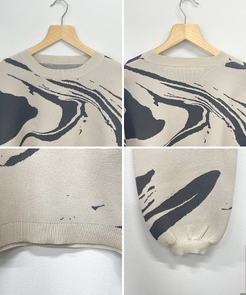 Futier land(フューティアランド)の「モチモチマーブル柄ニットプルオーバー(ニット/セーター・レディース・アイボリー/ブラック/アイボリー系2/ブラック系2・FREE)」の6枚目の写真