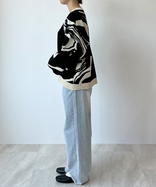 Futier land(フューティアランド)の「モチモチマーブル柄ニットプルオーバー(ニット/セーター・レディース・アイボリー/ブラック/アイボリー系2/ブラック系2・FREE)」の12枚目の写真