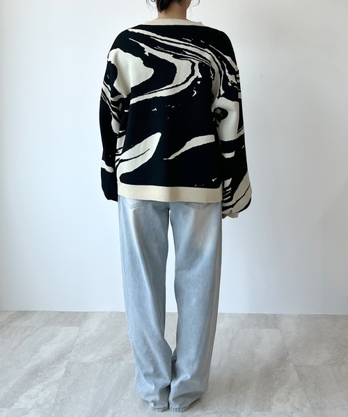 Futier land(フューティアランド)の「モチモチマーブル柄ニットプルオーバー(ニット/セーター・レディース・アイボリー/ブラック/アイボリー系2/ブラック系2・FREE)」の13枚目の写真
