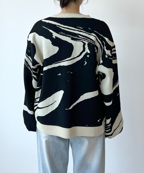 Futier land(フューティアランド)の「モチモチマーブル柄ニットプルオーバー(ニット/セーター・レディース・アイボリー/ブラック/アイボリー系2/ブラック系2・FREE)」の10枚目の写真