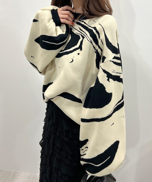 Futier land(フューティアランド)の「モチモチマーブル柄ニットプルオーバー(ニット/セーター・レディース・アイボリー/ブラック/アイボリー系2/ブラック系2・FREE)」の17枚目の写真