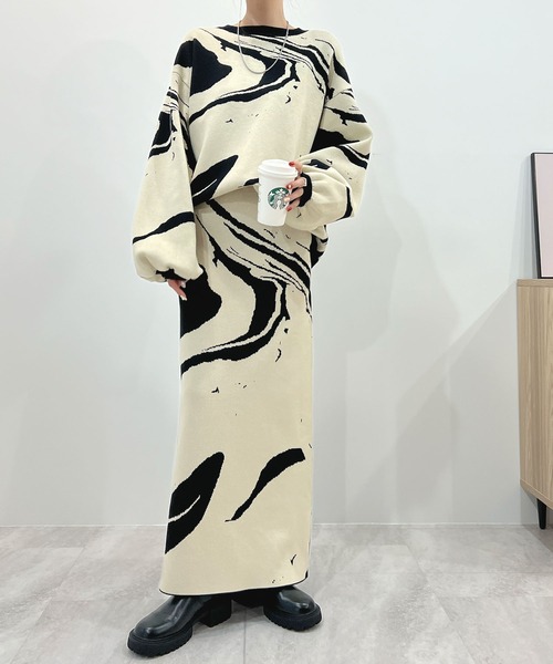 Futier land(フューティアランド)の「モチモチマーブル柄ニットプルオーバー(ニット/セーター・レディース・アイボリー/ブラック/アイボリー系2/ブラック系2・FREE)」の21枚目の写真