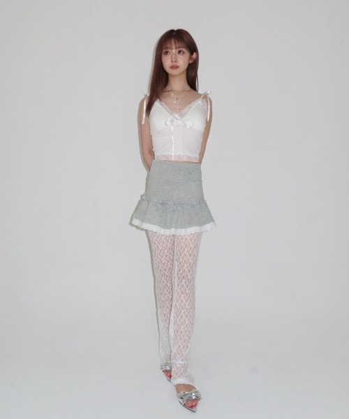 MAINLYTRULY（メインリィトゥルリィ）の「レース スウェット ミニスカート（スカート・レディース・グレー・M）」の2枚目の写真
