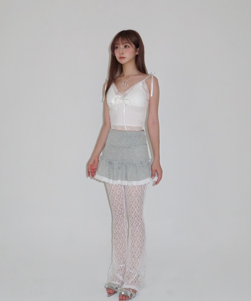 MAINLYTRULY（メインリィトゥルリィ）の「レース スウェット ミニスカート（スカート・レディース・グレー・M）」の6枚目の写真