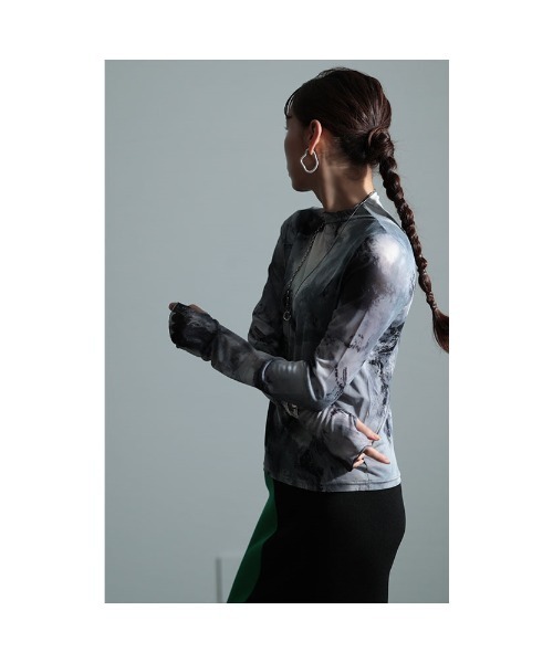 Sawa a la mode（サワアラモード）の「マーブル柄ハイネックチュールトップス（Tシャツ/カットソー・レディース・ブラック/ピンク/ベージュ・FREE）」の9枚目の写真