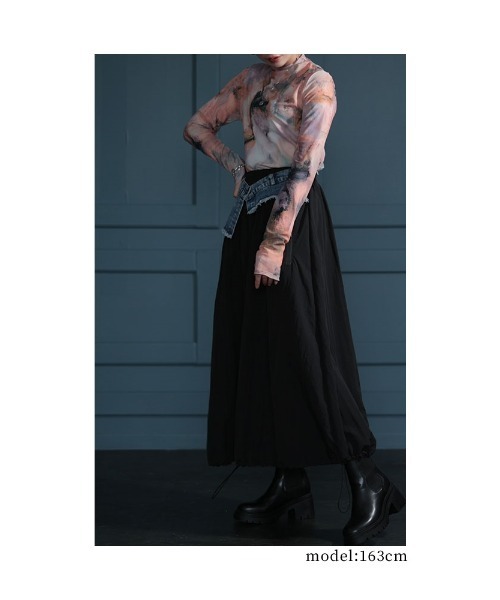 Sawa a la mode（サワアラモード）の「マーブル柄ハイネックチュールトップス（Tシャツ/カットソー・レディース・ブラック/ピンク/ベージュ・FREE）」の14枚目の写真