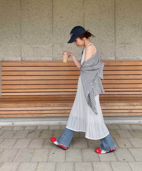 ISOOK（アイスー）の「チェックルーズシャツ(kiharu select) / チェックシャツ シアーシャツ シアートップス シースルー メンズライク 長袖（シャツ/ブラウス・レディース・アイボリー/ネイビー・FREE）」の15枚目の写真