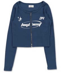 SPINNS(スピンズ)の「サークルロゴ ショート丈長袖Wジップカットソー(Tシャツ/カットソー・レディース)」