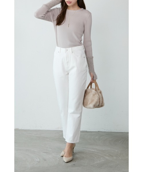 M.deux（エムドゥ）の「●ラメシャギーアームウォーマーニット●（ニット/セーター・レディース・ブラック/グレイッシュベージュ・MEDIUM）」の7枚目の写真