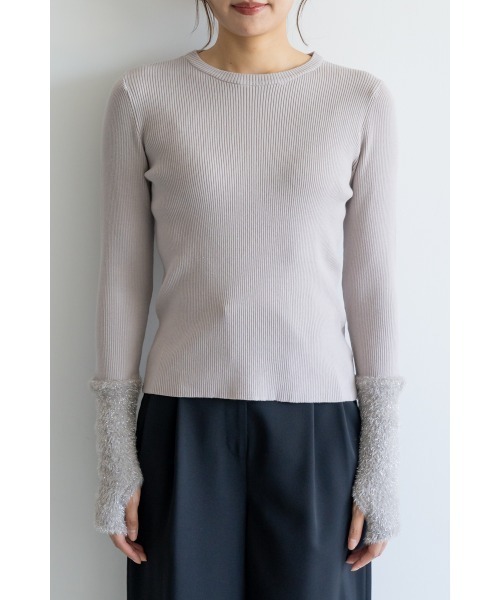 M.deux（エムドゥ）の「●ラメシャギーアームウォーマーニット●（ニット/セーター・レディース・ブラック/グレイッシュベージュ・MEDIUM）」の11枚目の写真