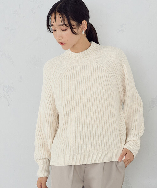 COMME CA ISM(コムサイズム)の「ラメモール ショート丈ニット(ニット/セーター・レディース・ライトグレー/チャコール/アイボリー・FREE)」の9枚目の写真
