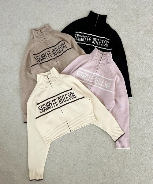 セール】ジップアップロゴニット（ニット/セーター）｜one after