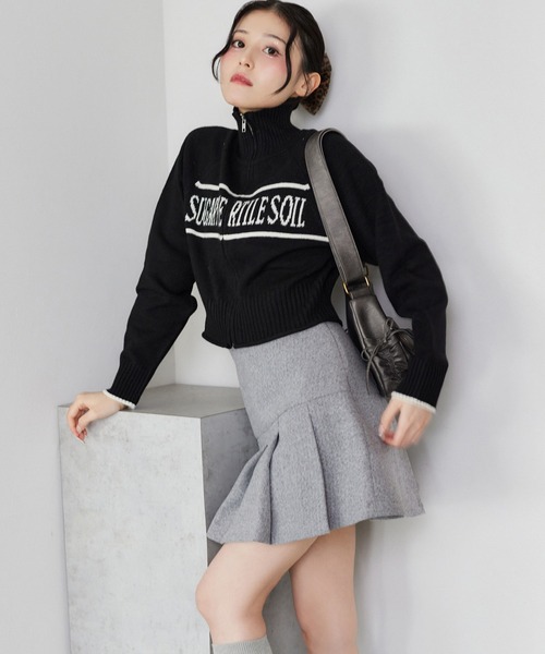 one after another NICE CLAUP(ワンアフターアナザーナイスクラップ)の「ジップアップロゴニット(ニット/セーター・レディース・ブラック/オフホワイト/ベージュ/ピンク・FREE)」の15枚目の写真