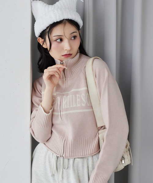 セール】ジップアップロゴニット（ニット/セーター）｜one after