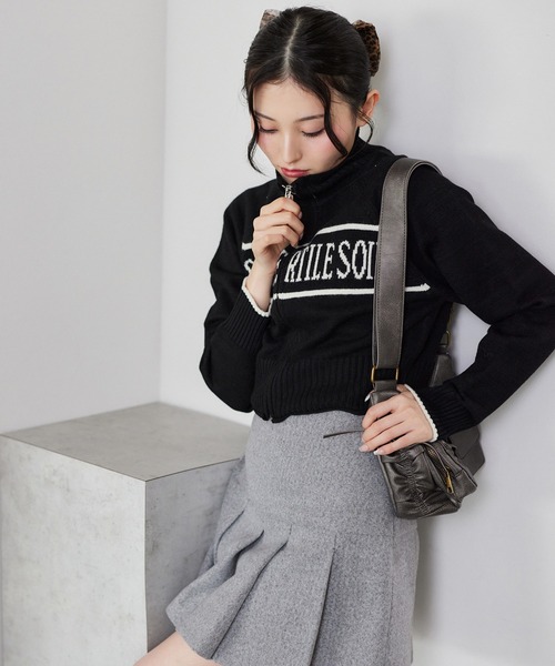 セール】ジップアップロゴニット（ニット/セーター）｜one after