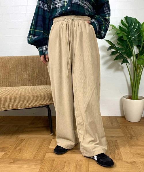 CRB(シーアールビー)の「コーデュロイイージーパンツ(カーゴパンツ・レディース・アイボリー/ブラック/カーキ/ブルー/オレンジ/ベージュ/ライム/ライトグレー・F)」の1枚目の写真