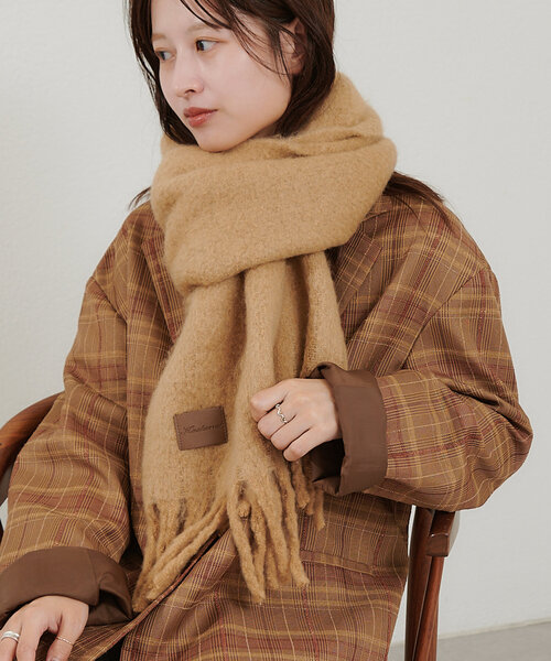 Kastane(カスタネ)の「【お気に入り登録1万人/好評価レビュー】フリンジマフラー(マフラー・レディース・ブラウン系その他/ベージュ/アイボリー/ブルー/ブラウン・FREE)」の7枚目の写真