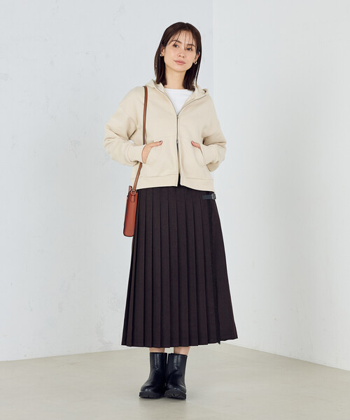 COMME CA ISM（コムサイズム）の「ラップ風プリーツスカート（スカート・レディース・チェック/ダークブラウン・MEDIUM/LARGE）」の4枚目の写真