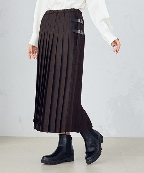 COMME CA ISM（コムサイズム）の「ラップ風プリーツスカート（スカート・レディース・チェック/ダークブラウン・MEDIUM/LARGE）」の5枚目の写真