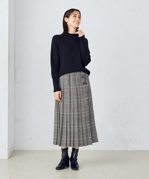 COMME CA ISM（コムサイズム）の「ラップ風プリーツスカート（スカート・レディース・チェック/ダークブラウン・MEDIUM/LARGE）」の6枚目の写真