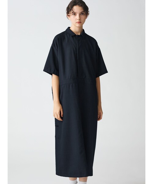 タグあり　mizuiro ind ペインターライクワンピース　半袖　ネイビー mizuiro ind ミズイロインド ペインターライクワンピース 1