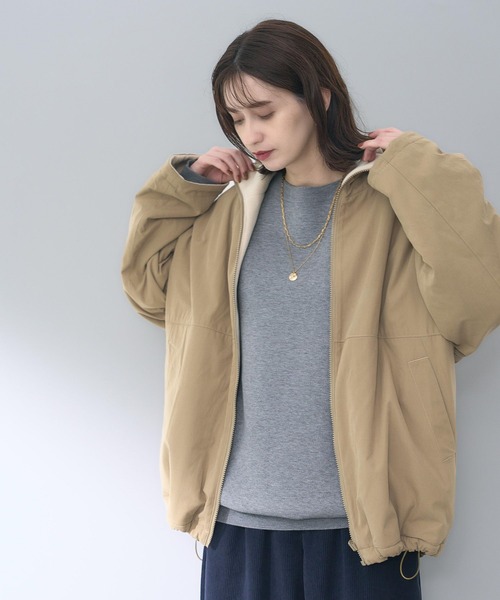 studio CLIP(スタディオクリップ)の「【一部店舗先行発売/撥水加工】フリースリバーシブルコート(ブルゾン・レディース・ブラック/ベージュ/アイボリー・FREE)」の13枚目の写真