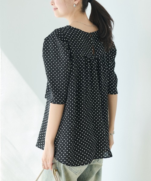 LAVEANGE（ラビアンジェ）の「【洗える】ドットウエストタックブラウス（シャツ/ブラウス・レディース・オフホワイト/ブラック・M/LL/3L/4L/5L）」の14枚目の写真