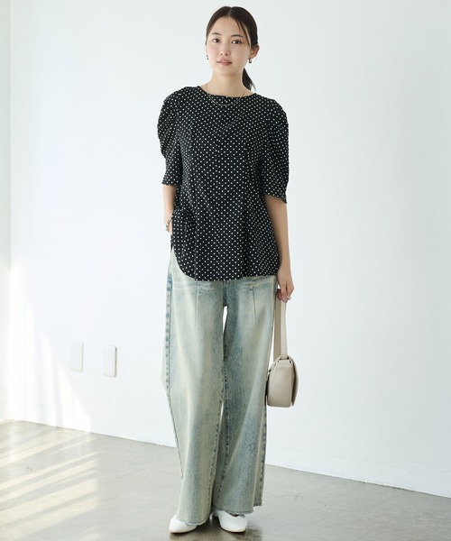 LAVEANGE（ラビアンジェ）の「【洗える】ドットウエストタックブラウス（シャツ/ブラウス・レディース・オフホワイト/ブラック・M/LL/3L/4L/5L）」の16枚目の写真