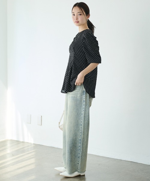 LAVEANGE（ラビアンジェ）の「【洗える】ドットウエストタックブラウス（シャツ/ブラウス・レディース・オフホワイト/ブラック・M/LL/3L/4L/5L）」の19枚目の写真