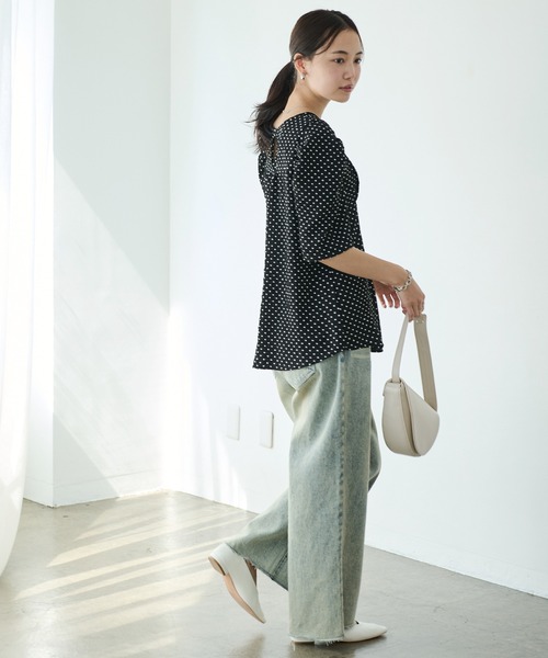 LAVEANGE（ラビアンジェ）の「【洗える】ドットウエストタックブラウス（シャツ/ブラウス・レディース・オフホワイト/ブラック・M/LL/3L/4L/5L）」の20枚目の写真