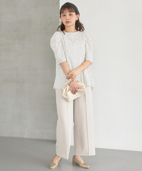 LAVEANGE（ラビアンジェ）の「【洗える】ドットウエストタックブラウス（シャツ/ブラウス・レディース・オフホワイト/ブラック・M/LL/3L/4L/5L）」の7枚目の写真