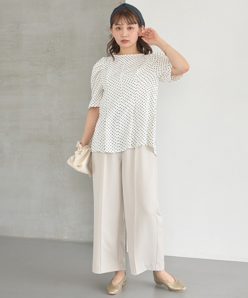 LAVEANGE（ラビアンジェ）の「【洗える】ドットウエストタックブラウス（シャツ/ブラウス・レディース・オフホワイト/ブラック・M/LL/3L/4L/5L）」の8枚目の写真