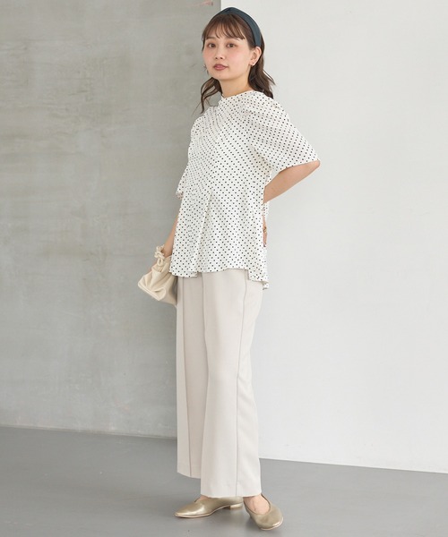 LAVEANGE（ラビアンジェ）の「【洗える】ドットウエストタックブラウス（シャツ/ブラウス・レディース・オフホワイト/ブラック・M/LL/3L/4L/5L）」の10枚目の写真