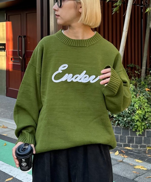 CIAOPANIC TYPY（チャオパニックティピー）の「【ユニセックス】ロープ刺繍ビックシルエットクルーネックニット（ニット/セーター・メンズ・グリーン/イエロー/アイボリー/ブラック/チャコールグレー・MEDIUM/LARGE）」の11枚目の写真