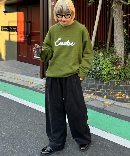 CIAOPANIC TYPY（チャオパニックティピー）の「【ユニセックス】ロープ刺繍ビックシルエットクルーネックニット（ニット/セーター・メンズ・グリーン/イエロー/アイボリー/ブラック/チャコールグレー・MEDIUM/LARGE）」の12枚目の写真