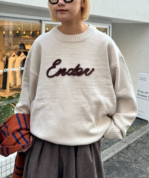 CIAOPANIC TYPY（チャオパニックティピー）の「【ユニセックス】ロープ刺繍ビックシルエットクルーネックニット（ニット/セーター・メンズ・グリーン/イエロー/アイボリー/ブラック/チャコールグレー・MEDIUM/LARGE）」の6枚目の写真