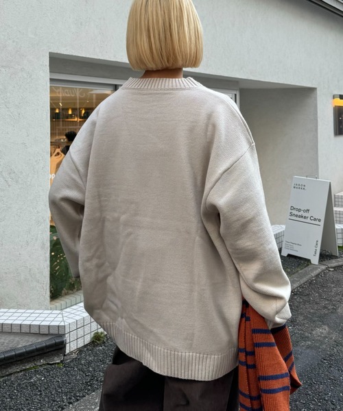 CIAOPANIC TYPY（チャオパニックティピー）の「【ユニセックス】ロープ刺繍ビックシルエットクルーネックニット（ニット/セーター・メンズ・グリーン/イエロー/アイボリー/ブラック/チャコールグレー・MEDIUM/LARGE）」の18枚目の写真