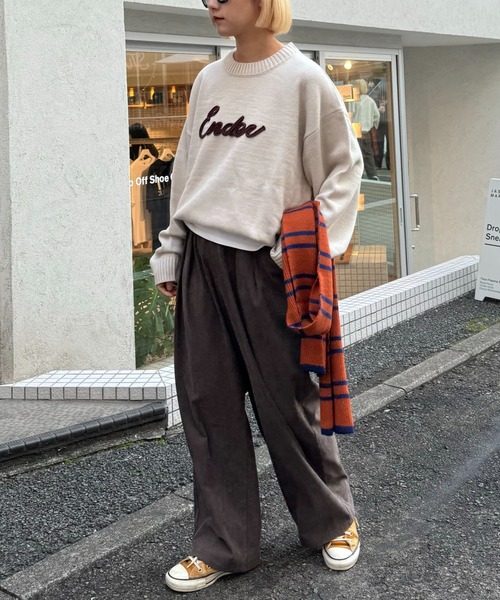 CIAOPANIC TYPY（チャオパニックティピー）の「【ユニセックス】ロープ刺繍ビックシルエットクルーネックニット（ニット/セーター・メンズ・グリーン/イエロー/アイボリー/ブラック/チャコールグレー・MEDIUM/LARGE）」の19枚目の写真