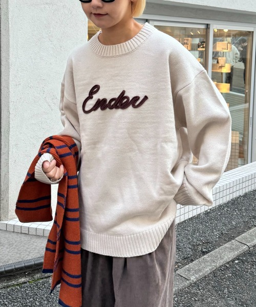 CIAOPANIC TYPY（チャオパニックティピー）の「【ユニセックス】ロープ刺繍ビックシルエットクルーネックニット（ニット/セーター・メンズ・グリーン/イエロー/アイボリー/ブラック/チャコールグレー・MEDIUM/LARGE）」の16枚目の写真