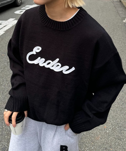 CIAOPANIC TYPY（チャオパニックティピー）の「【ユニセックス】ロープ刺繍ビックシルエットクルーネックニット（ニット/セーター・メンズ・グリーン/イエロー/アイボリー/ブラック/チャコールグレー・MEDIUM/LARGE）」の21枚目の写真