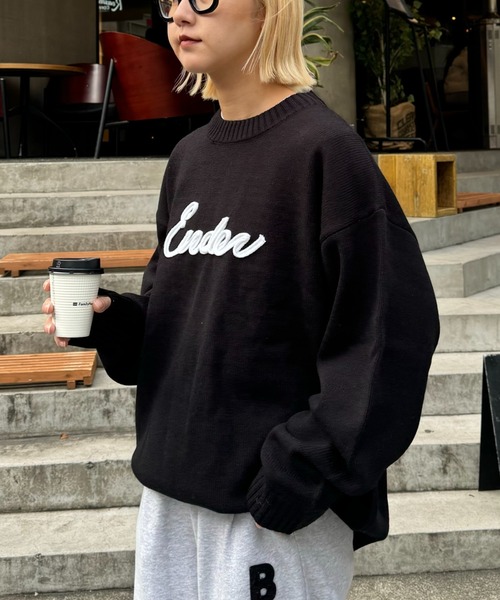 CIAOPANIC TYPY（チャオパニックティピー）の「【ユニセックス】ロープ刺繍ビックシルエットクルーネックニット（ニット/セーター・メンズ・グリーン/イエロー/アイボリー/ブラック/チャコールグレー・MEDIUM/LARGE）」の22枚目の写真