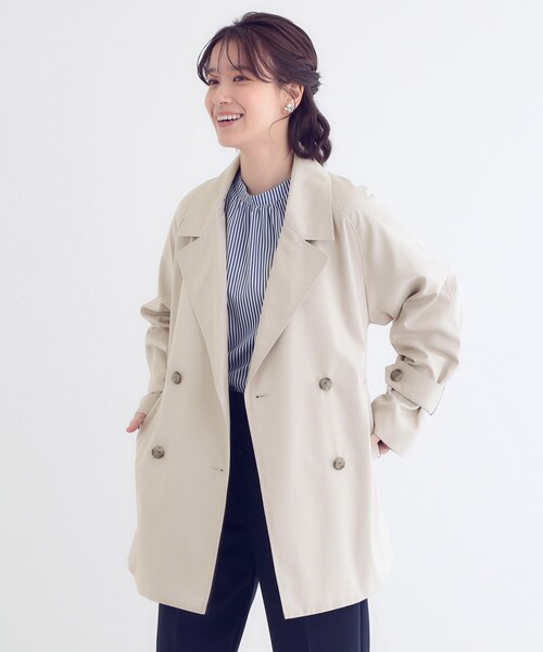 DRESKIP(ドレスキップ)の「【S-LL/防花粉/撥水】ミドル丈トレンチコート(トレンチコート・レディース・ライトグレー/ベージュ/ブラック・01/02/03/04)」の3枚目の写真