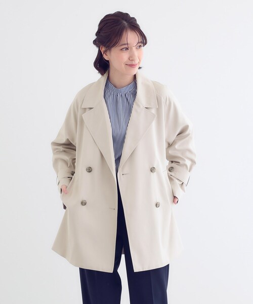 DRESKIP(ドレスキップ)の「【S-LL/防花粉/撥水】ミドル丈トレンチコート(トレンチコート・レディース・ライトグレー/ベージュ/ブラック・01/02/03/04)」の19枚目の写真