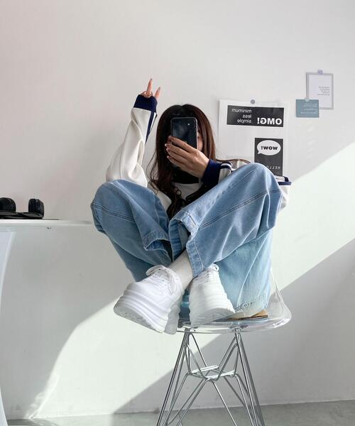 WEGO(ウィゴー)の「WEGO/厚底ラインスニーカー(スニーカー・レディース・ブラウン系その他/ホワイト/キャメル/ブラック・MEDIUM/LARGE/SMALL)」の6枚目の写真