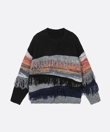 U:UME([)Fringe Layered Jeresy Sweater(jbg/Z[^[)