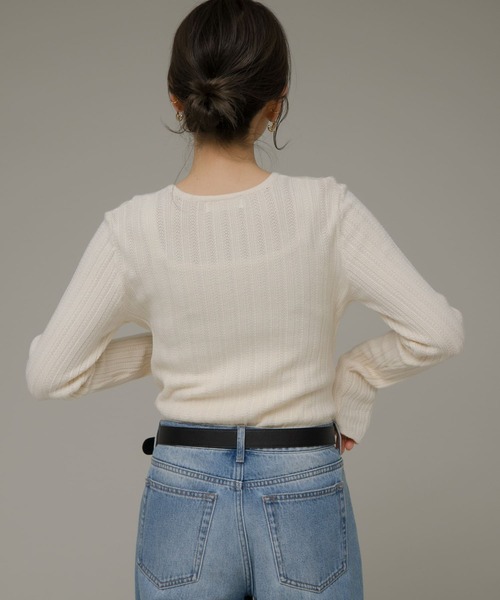 URBAN RESEARCH Sonny Label(アーバンリサーチサニーレーベル)の「レース柄編みクルーネックニット(ニット/セーター・レディース・イエロー/チャコールグレー/オフホワイト・FREE)」の10枚目の写真