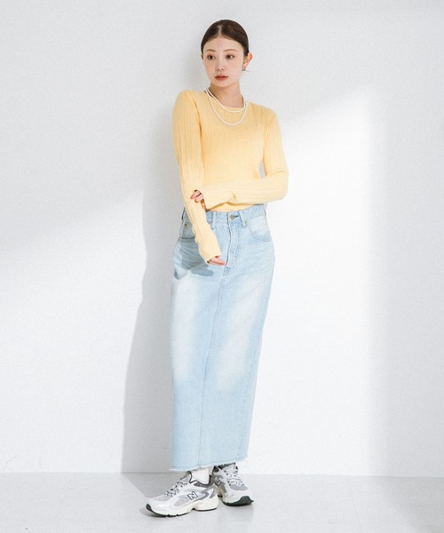 URBAN RESEARCH Sonny Label(アーバンリサーチサニーレーベル)の「レース柄編みクルーネックニット(ニット/セーター・レディース・イエロー/チャコールグレー/オフホワイト・FREE)」の20枚目の写真